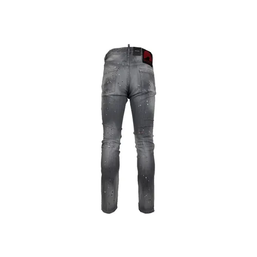 Men's Button Jeans with Leather Patch - Dsquared2 - Modalova