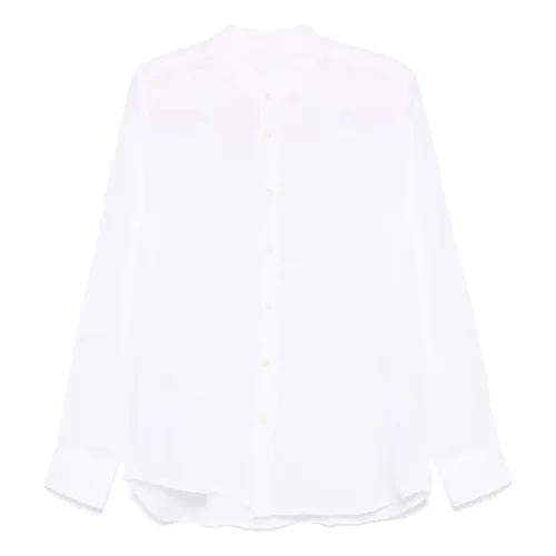 White Linen Slim Fit Shirt - 120% Lino - Modalova