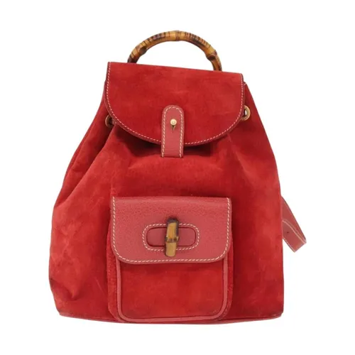 Pre-owned Vintage Bamboo Suede Backpack - Gucci Vintage - Modalova