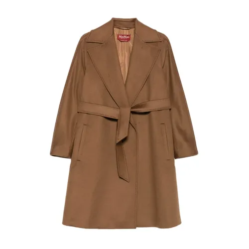 Brown Wool Drap Coat with Lapel - Max Mara Studio - Modalova