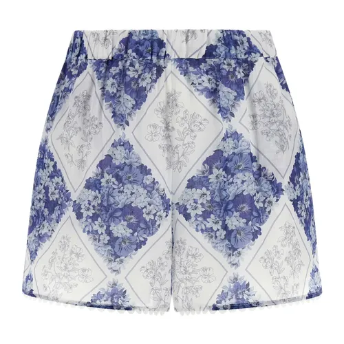 Floral Lozenge Ramie Shorts - Twinset - Modalova