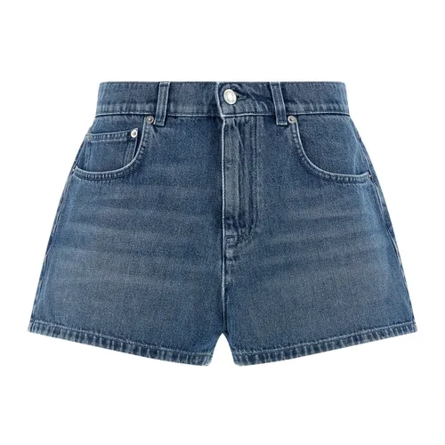 Patchwork Heart Denim Short Shorts - Moschino - Modalova