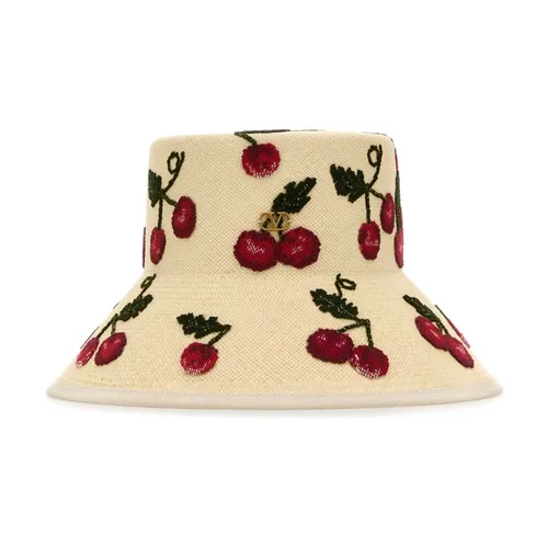 Embroidered Straw Cherryfic Hat - Valentino Garavani - Modalova