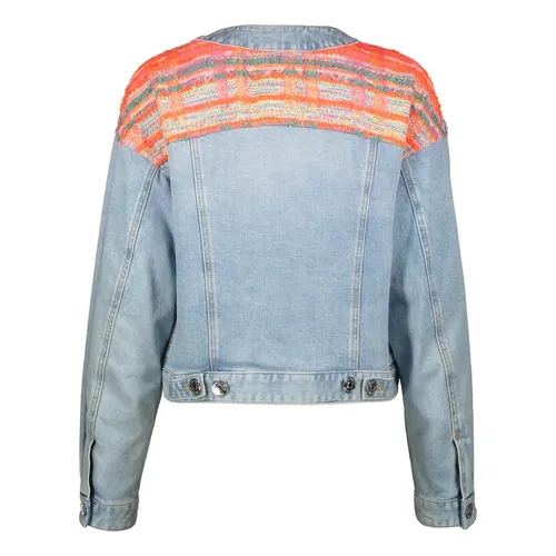 Mandarin Collar Denim Jacket Tweed Insert - Dsquared2 - Modalova