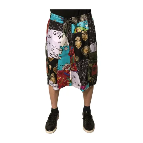 Shorts Cargo Multicolor con Patchwork - Dolce & Gabbana - Modalova