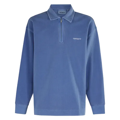 Felpa Polo Blu con Logo Script - Carhartt Wip - Modalova