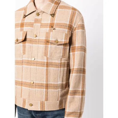 Plaid-Check Wool Shirt Jacket - Nick Fouquet - Modalova