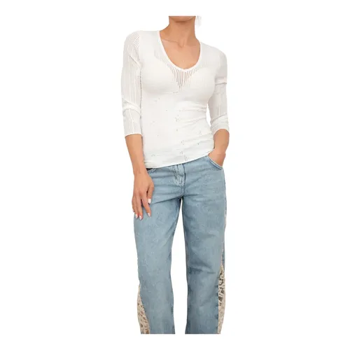 V-neck Viscose White Top - Blugirl - Modalova