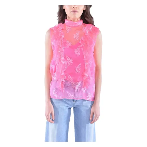 Floral Lace Fitted Sleeveless Top - Pinko - Modalova