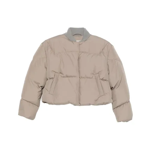 Dusty Grey Padded Baseball Collar Jacket - Khrisjoy - Modalova