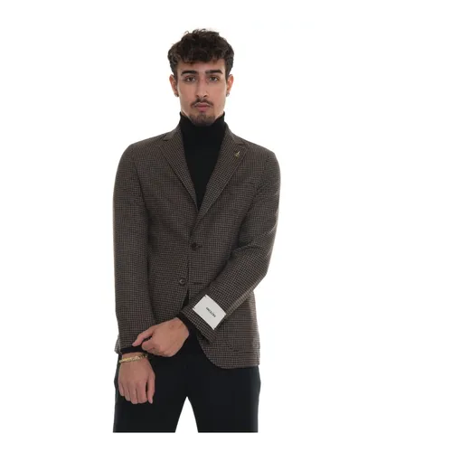 Houndstooth Slim Fit Wool Jacket - Paoloni - Modalova