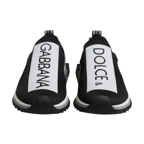 Black White Slip-On Knit Sneaker - Dolce & Gabbana - Modalova