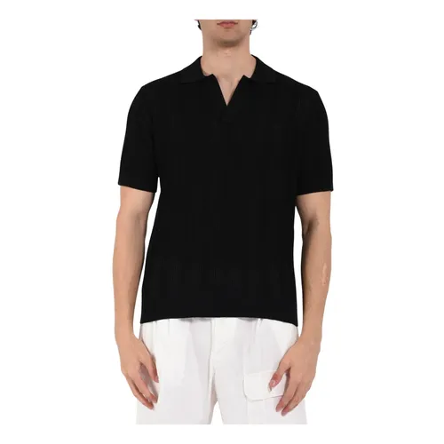 V-Neck Perforated Polo Shirt - Paolo Pecora - Modalova