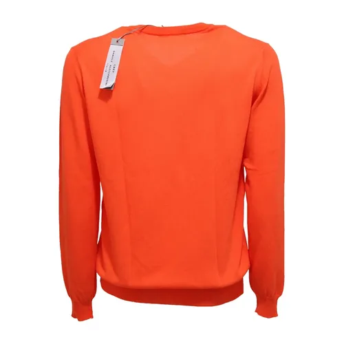 Basic V-Neck Grey Cotton Sweater - Daniele Alessandrini - Modalova