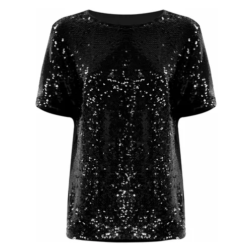 Sequin Short Sleeve Blouse - Kocca - Modalova
