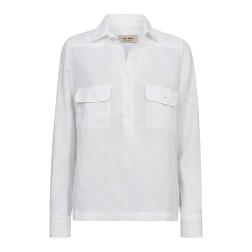 White Linen Pocket Blouse - MOS Mosh - Modalova