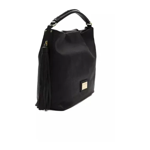 Black Leather Shoulder Bag - Elegant - Pompei Donatella - Modalova