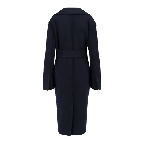 Blue Wool Cashmere Belted Coat - Max Mara - Modalova