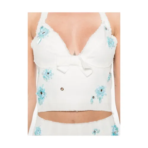 Floral Halterneck Crop Top - Shushu/Tong - Modalova