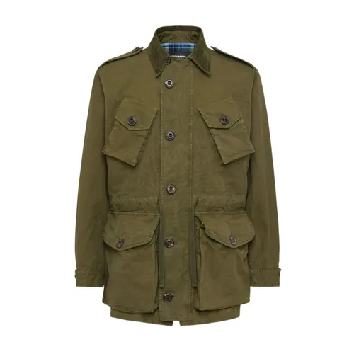 Green Button-Up Jacket with Pockets - Dsquared2 - Modalova