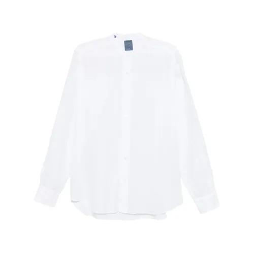 Band Collar Linen Shirt - Barba - Modalova