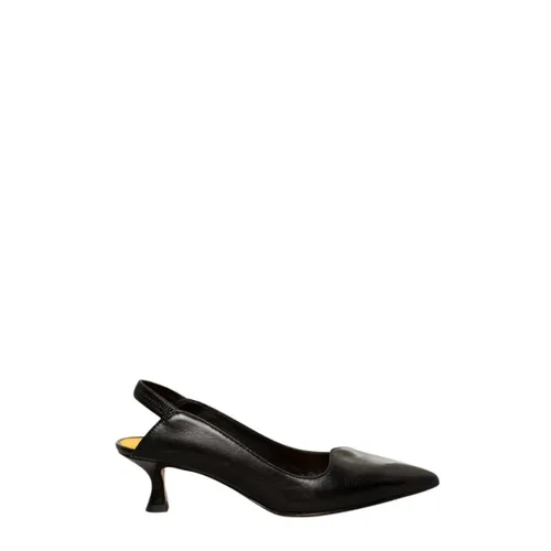 Sandalia slingback de cuero negro - Mara Bini - Modalova