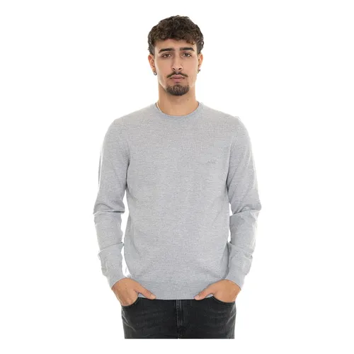 Round-neck wool pullover with logo - Hugo - Modalova