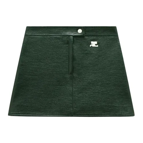Green Vinyl Miniskirt with Snap Button - Courrèges - Modalova