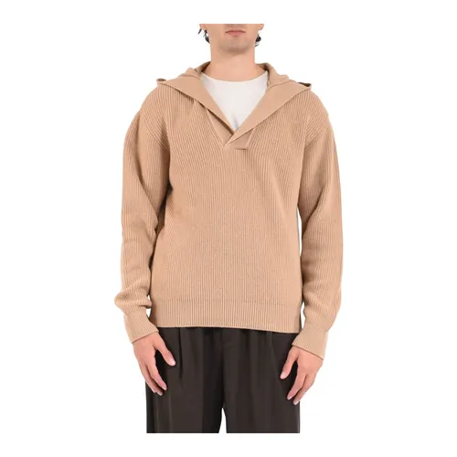 Luxury Wool Cashmere V-Neck Hoodie - Laneus - Modalova