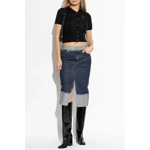 Wool Turtleneck Cardigan With Short Sleeves - Vivienne Westwood - Modalova