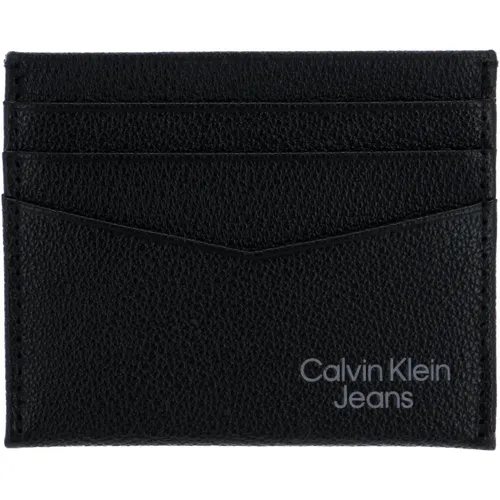 Tarjetero de Cuero Negro - Calvin Klein - Modalova