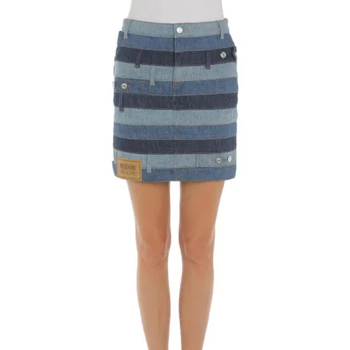 Multicolor Patchwork Denim Mini Skirt - Moschino - Modalova