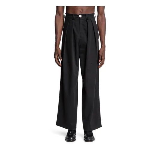 Black Wool Canvas Flared Trousers - S.s.daley - Modalova