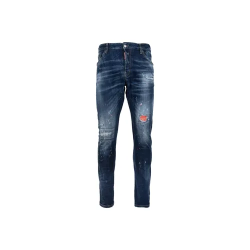Men's Button Jeans with Leather Patch - Dsquared2 - Modalova