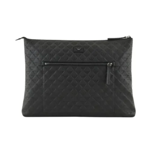 Leather document holder with all-over embossed eagle - Emporio Armani - Modalova