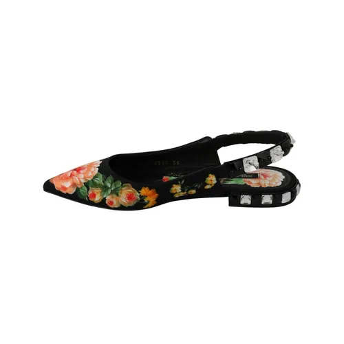 Black Floral Crystal Slingbacks - Dolce & Gabbana - Modalova