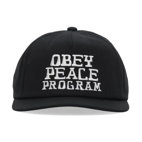 Black Curved Visor Snapback Cap - Obey - Modalova