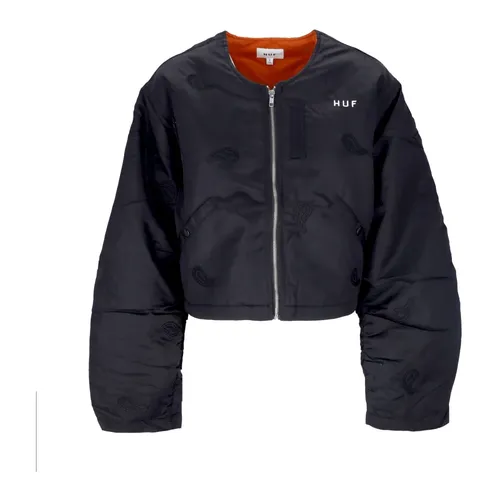 Paisley Satin Bomber Jacket Black - HUF - Modalova