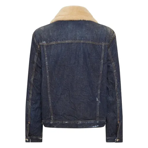 Blue Denim Aviator Jacket - Dsquared2 - Modalova
