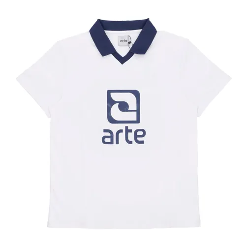 Logo Collar Tee White/Navy - Arte Antwerp - Modalova