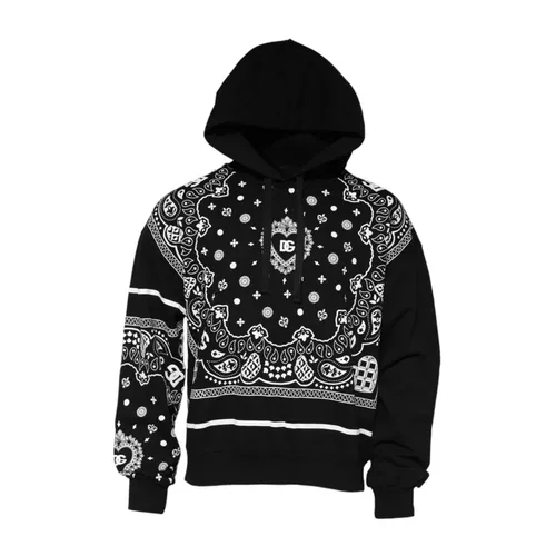 Bandana Print Logo Hooded Sweatshirt - Dolce & Gabbana - Modalova