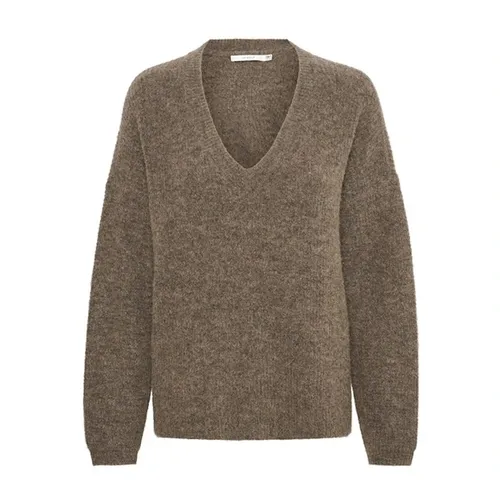 Soft V-Neck Pullover Dark Sand Melange - Gestuz - Modalova