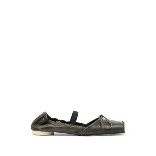 Square-toe Leather Ballerina Flats - MM6 Maison Margiela - Modalova