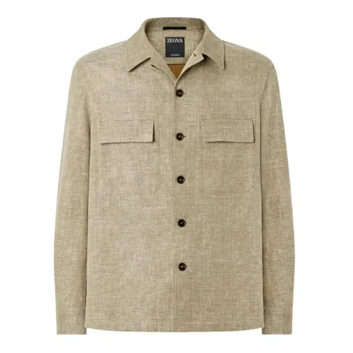 Crossover Linen Wool and Silk Blend Overshirt - Zegna - Modalova