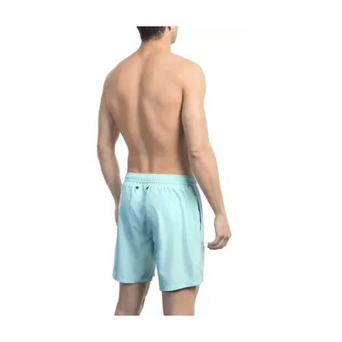 Womens Blue Swim Shorts with Front Print - Bikkembergs - Modalova