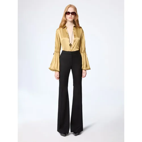 Flared Wool Gabardine Pants With Bow Detail - Nina Ricci - Modalova