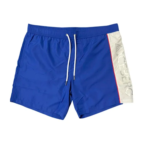 Bicolor Logo Navy Swim Shorts - Iceberg - Modalova