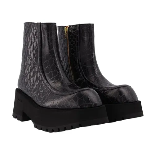 Leather Zip Booties - Marni - Modalova