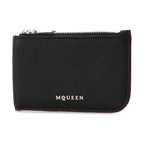 Stylish Black Leather Card Holder - Alexander McQueen - Modalova