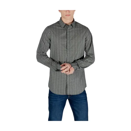 Camicia a maniche lunghe con stampa geometrica - Armani Exchange - Modalova